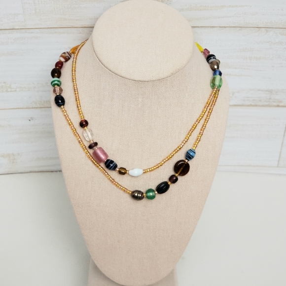 Multi Chunky Long Assorted Beads with Small Seed Beads Necklace - Picture 5 of 6